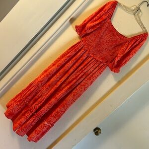 Betsey Johnson Orange Palms of Paradise Maxi Dress M